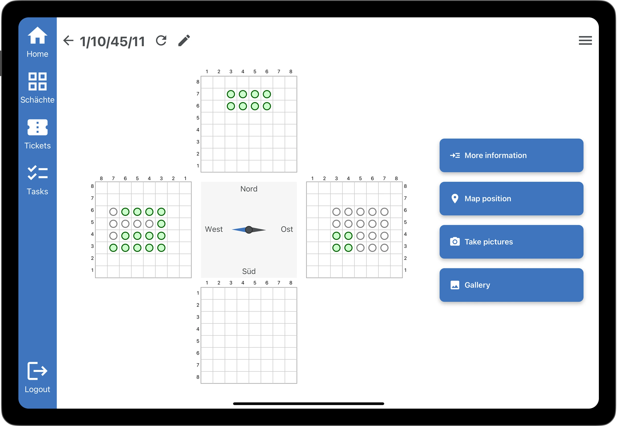 Mobile App – Detailansicht eines Schachts